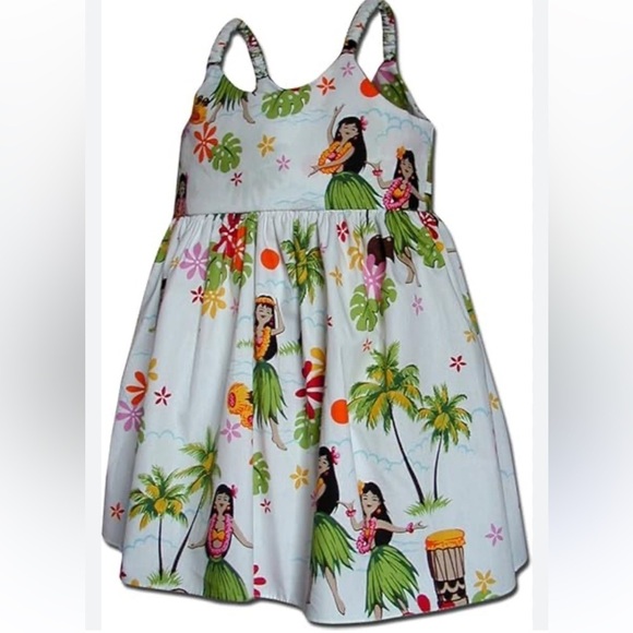 Pacific Legend Apparel Girls Hawaiian Hula Girl Print Dress Size 7-8 - Picture 1 of 8